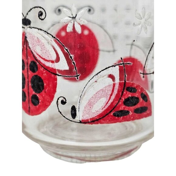 Vintage Clear Drinking Glass w/ Handpainted Ladybug & Floral Design - Picture 6 of 6